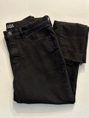 a.n.a Black High-Rise Skinny Jeans size 12 ragged hem JC Penney brand